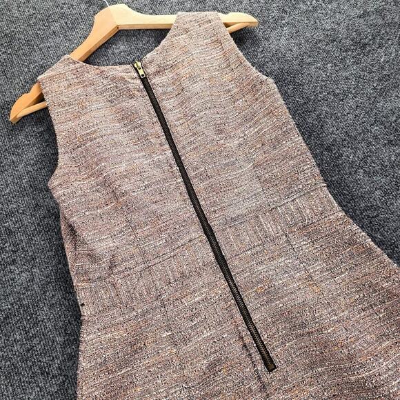 Worthington Dress Women's 8 Brown Pink Tweed Sheath Sleeveless Exposed Back Zip - Picture 3 of 16